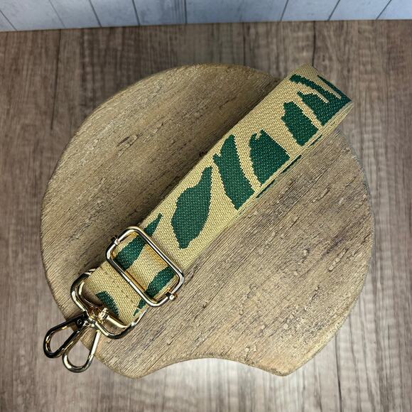 Green Tan Wide Crossbody Purse Strap Guitar Strap Boho Bag Strap FAST SHIP NEW - Picture 2 of 4